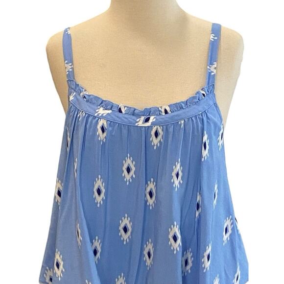 Size Small Southern Tide "RAYELLE" Layered Sundress Tier Blue White Ikat - Picture 6 of 8